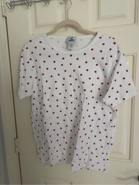 Sporto White Tee with Red Polka Dots - Kids Short Sleeve